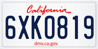 CA license plate 6XKO819