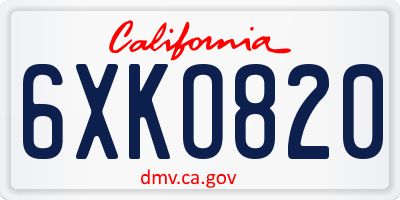 CA license plate 6XKO820