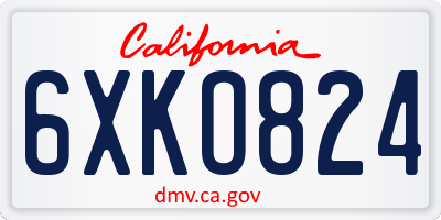 CA license plate 6XKO824