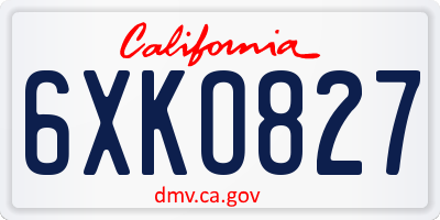 CA license plate 6XKO827