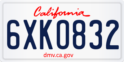 CA license plate 6XKO832