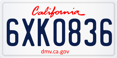 CA license plate 6XKO836