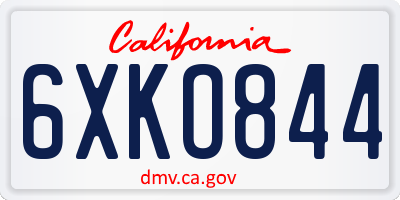 CA license plate 6XKO844