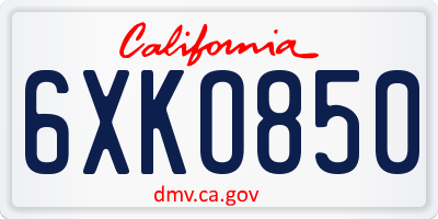 CA license plate 6XKO850
