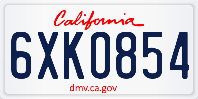 CA license plate 6XKO854