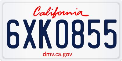 CA license plate 6XKO855