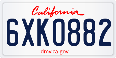 CA license plate 6XKO882