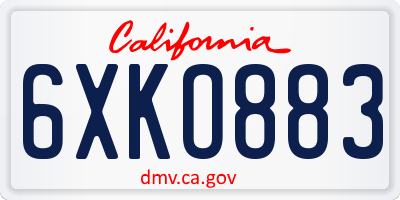 CA license plate 6XKO883