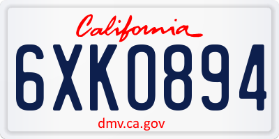 CA license plate 6XKO894