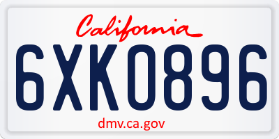 CA license plate 6XKO896