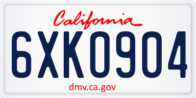 CA license plate 6XKO904