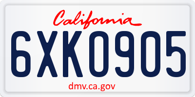 CA license plate 6XKO905