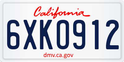 CA license plate 6XKO912
