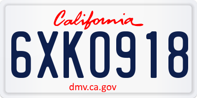 CA license plate 6XKO918