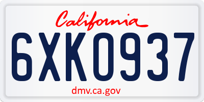 CA license plate 6XKO937