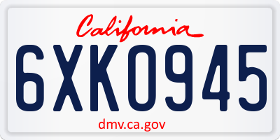 CA license plate 6XKO945