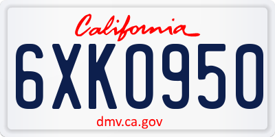 CA license plate 6XKO950