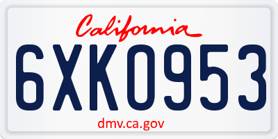 CA license plate 6XKO953