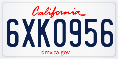 CA license plate 6XKO956