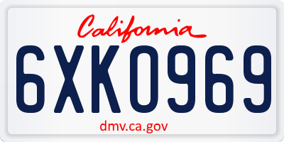 CA license plate 6XKO969