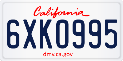 CA license plate 6XKO995