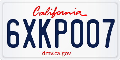 CA license plate 6XKP007