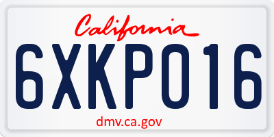 CA license plate 6XKP016