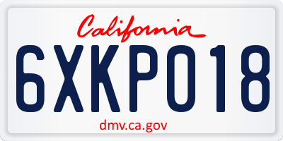 CA license plate 6XKP018