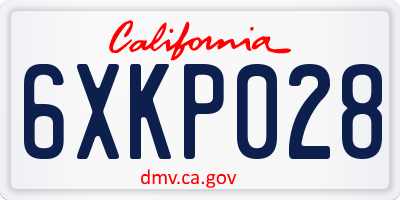 CA license plate 6XKP028