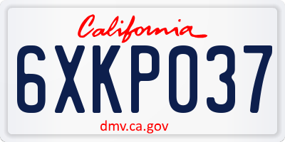 CA license plate 6XKP037