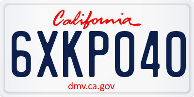 CA license plate 6XKP040