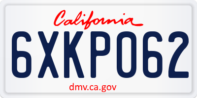 CA license plate 6XKP062