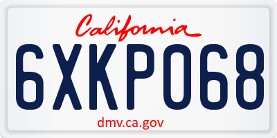 CA license plate 6XKP068