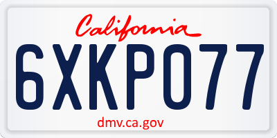 CA license plate 6XKP077