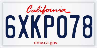 CA license plate 6XKP078