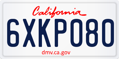 CA license plate 6XKP080