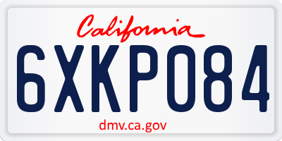 CA license plate 6XKP084