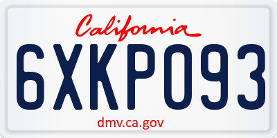 CA license plate 6XKP093