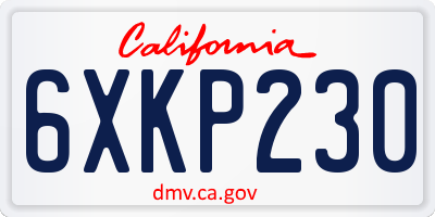 CA license plate 6XKP230