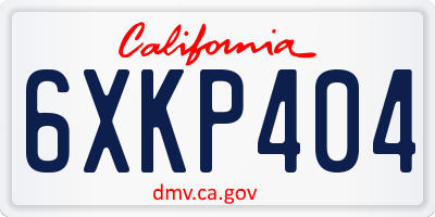 CA license plate 6XKP404