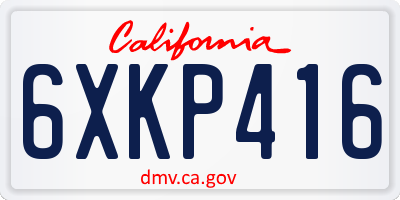 CA license plate 6XKP416