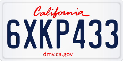 CA license plate 6XKP433