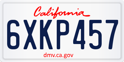 CA license plate 6XKP457