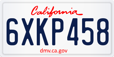 CA license plate 6XKP458