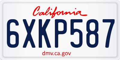 CA license plate 6XKP587