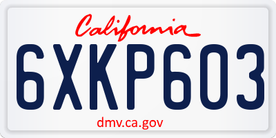 CA license plate 6XKP603