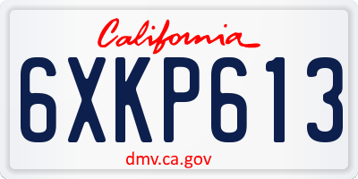 CA license plate 6XKP613