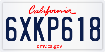 CA license plate 6XKP618