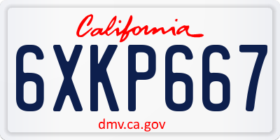 CA license plate 6XKP667