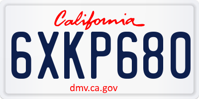 CA license plate 6XKP680